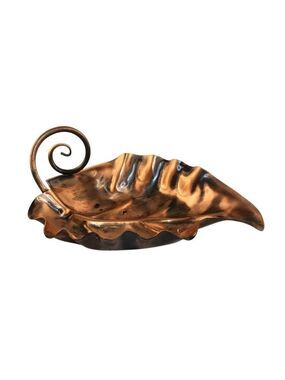 Gregorian Copper Leaf Dish With Handle Made In USA